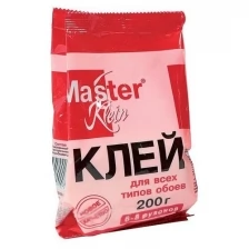 Клей обойный "Master Klein" для всех типов обоев,200гр (6-8рулонов 30-40м2) мяг. пачка